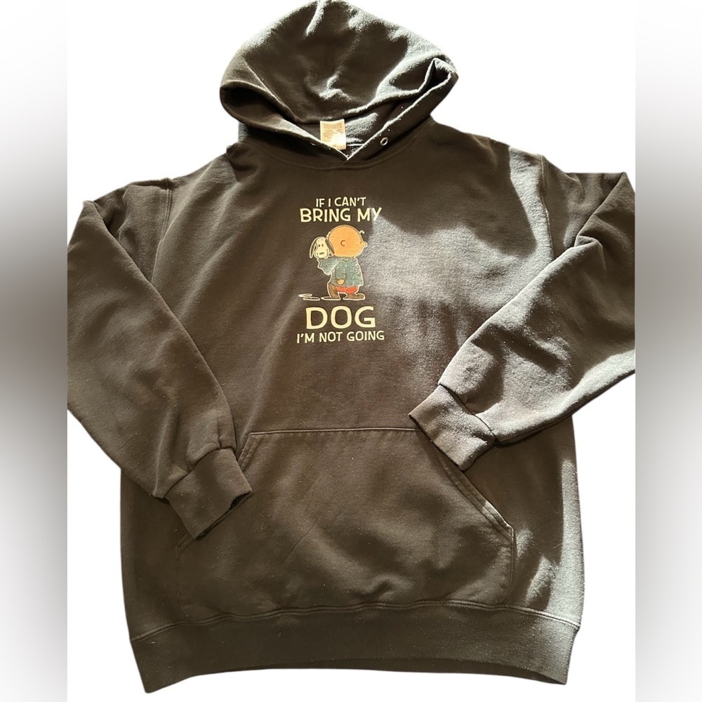 Fun graphic “if I can’t bring my dog” hoody size medium black